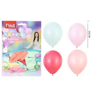 GLOBO PASTEL 12" 12U - 30CM FELIZ GROUP