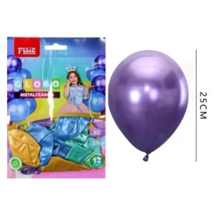 GLOBO METÁLIZADO 10" COLORES SURTIDOS 12U - 25CM FELIZ GROUP